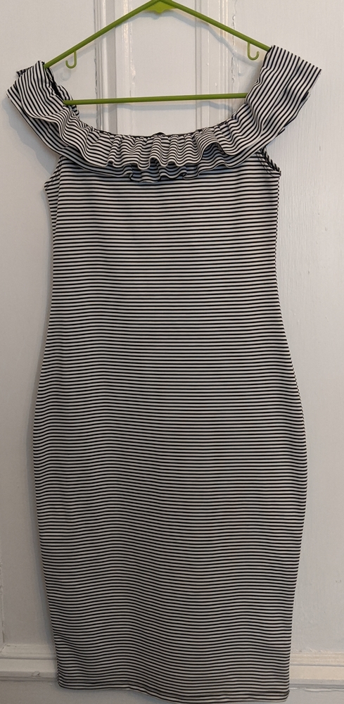 Black and White off the shoulder Zara bodycon.